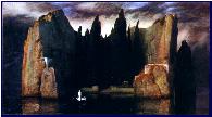 Isle of the Dead, by Arnold Boecklin, Berlin. Toteninsel, Isle of the Dead, Isola dei morti, Isla de los MUERTOS. Enter to Pascal Lecocq's Toteninsel gallery